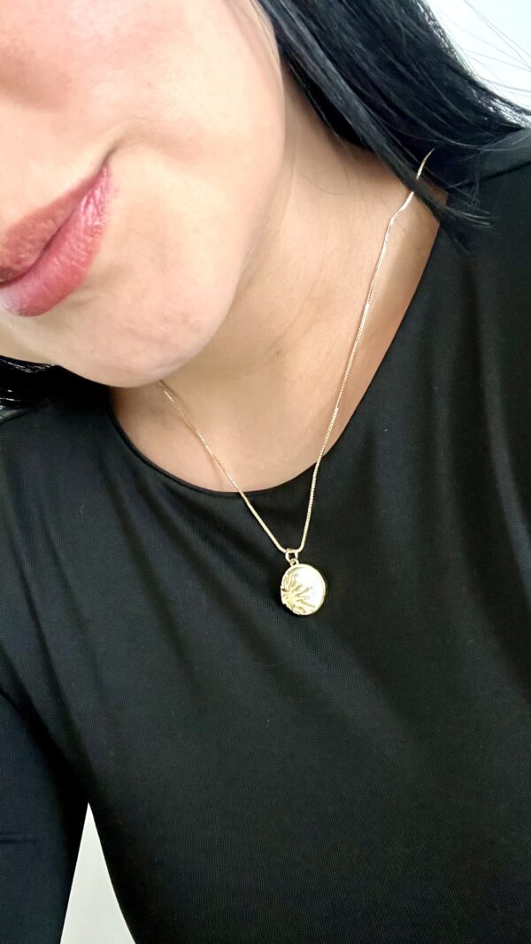 Collar Medalla Sol En Rodio